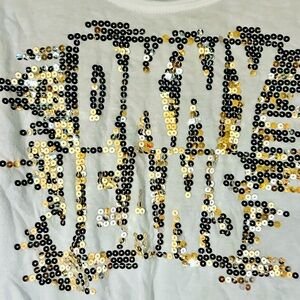 DKNY white tshirt gold sequins